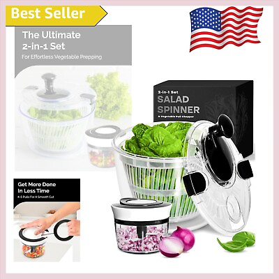 #ad Effortless Salad Spinner with Drainage System and Small Pull Cutter 5.28 Qt $43.99