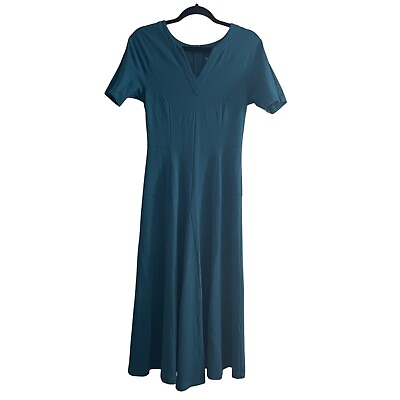 #ad Soft Surroundings Womens Dress 4P Blue Midi A Line Midweight Stretch Evening $34.95