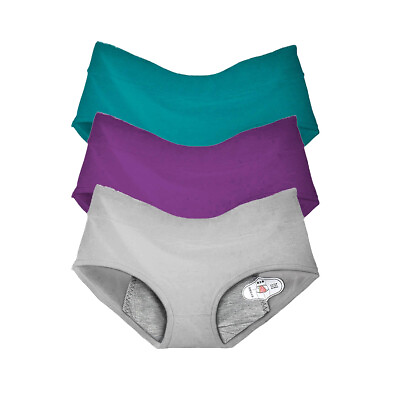 #ad 3 Pack Womens Period Leakproof Panties Cotton Menstrual Underwear Solid Briefs $9.99