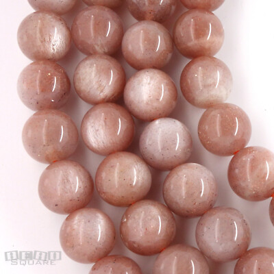#ad 19 Genuine Natural Brown Peach Moonstone Round Beads ap.10mm w Flash 7.6quot; #19494 $8.99