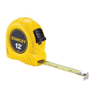 #ad NEW Durable Stanley Tape Measure 12ft x 1 2in Yellow Case Non Slip Grip $4.90