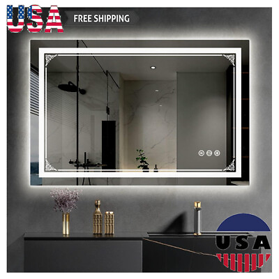 #ad LED Bathroom Mirror Double Wall Mirror Front amp; Backlight 3 Color Lights Dimmable $199.49