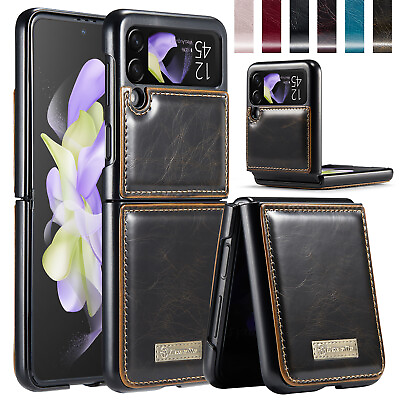 #ad For Samsung Galaxy Z Flip 4 3 Solid Color Luxury Leather Shockproof Case Cover $4.31