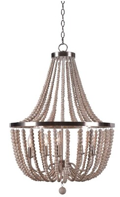 #ad Kenroy Home 93132BS Dumas 5 Light Wood Bead Chandelier Silver Finish Casual $35.00