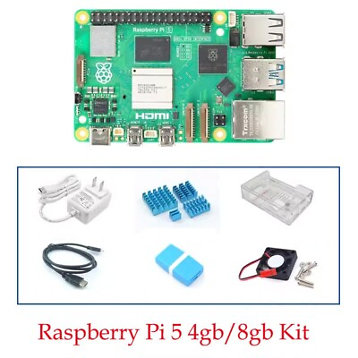 #ad Raspberry Pi 5 4gb 8gb Ram Kit Board Power Supply Case with Fan Micro HDMI Cable $127.99