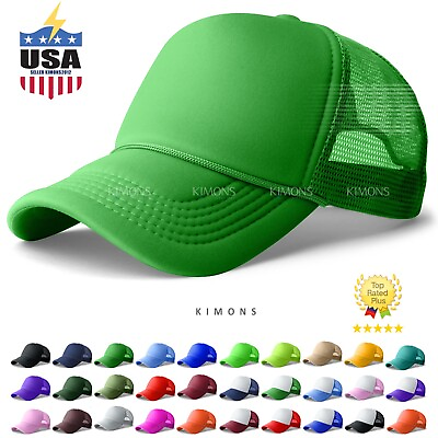 #ad Trucker Hat Foam Mesh Baseball Cap Snapback Adjustable Plain Solid Men Hats Caps $5.99