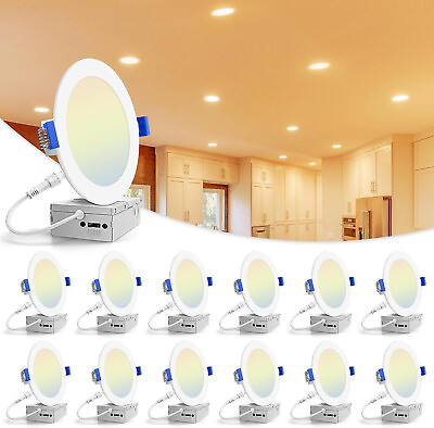 #ad 6 12 24 Pack 4quot; 6quot; Inch Ultra Thin LED Recessed Ceiling Light amp;Junction Box $55.99