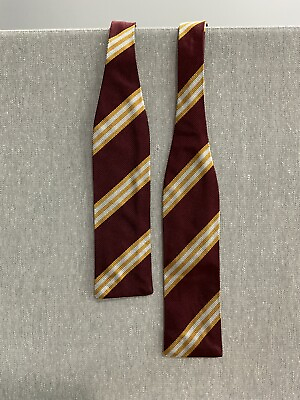 #ad Rare Brooks Brothers Maroon Striped Self Tie Adjustable Bow Tie Silk NEW $24.99