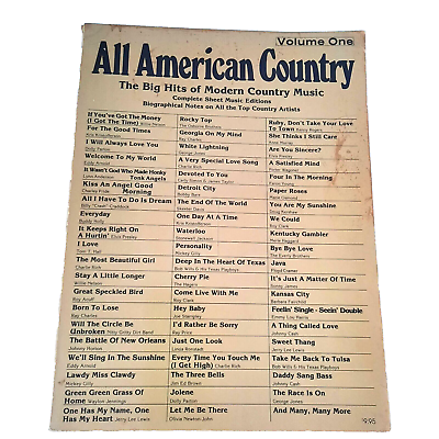 #ad All American Country Vol One Sheet Music Song Big Hits Celebrity Bios Softcover $12.62