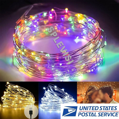 USB Plug In LED DIY Micro Copper Wire String Lights Party Static Fairy Light $8.99