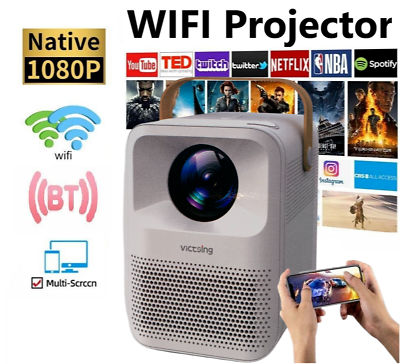 4K 1080P WiFi Bluetooth Mini LED Home Theater Projector Cinema Soundbox Speaker $69.95