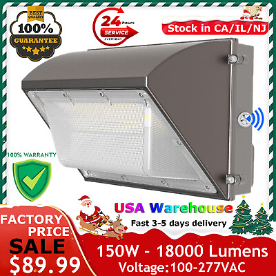 #ad LED Wall Pack with Dusk to dawn Photocell 150W IP65 Outdoor Commercial Lighting $342.76