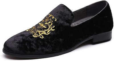 #ad Men#x27;s Luxury Velvet Penny Loafers Shoes Embroidery Suede Dress Loafers Size 7 $29.99