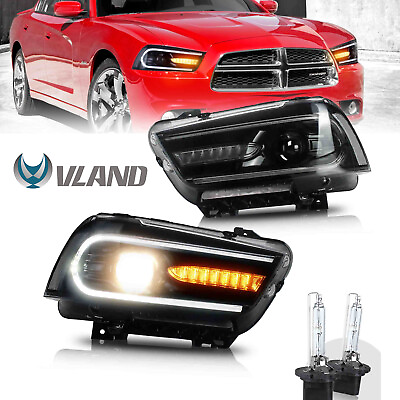 #ad LED Sequential Turn Lights Headlights w HID bulbs For 2011 2014 Dodge Charger $305.98