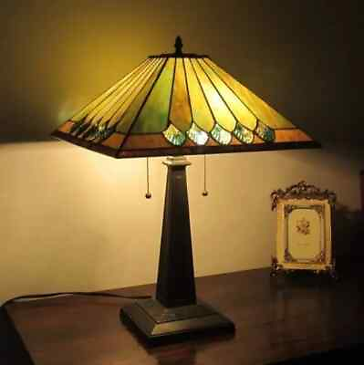 #ad 22 Tiffany Style Stained Glass Mission Dark Bronze Finish Table Desk Lamp Accent $184.90