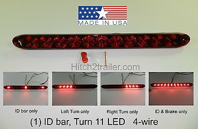 #ad 1 TecNiq Red HI Mount Center Brake Turn ID Bar 11 LED Light Made in USA 4 wire $14.99