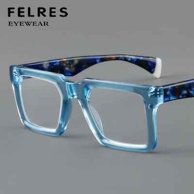#ad Acetate Frame Fashion Premium Square Eyeglasses Men Women Stylish Glasses Frame $19.99
