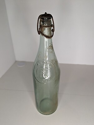 #ad 1800#x27;s Vintage Beer Bottle With Wire Lid From Hurbach Brewery Tiffin Ohio $29.25