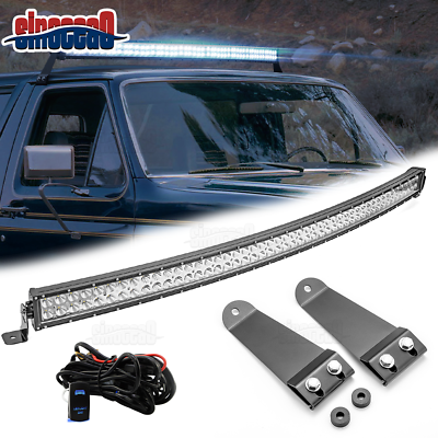 #ad 300W Roof 52inch Curved LED Light Bar Combo Kit For 1966 1996 Ford Bronco F 150 $129.99