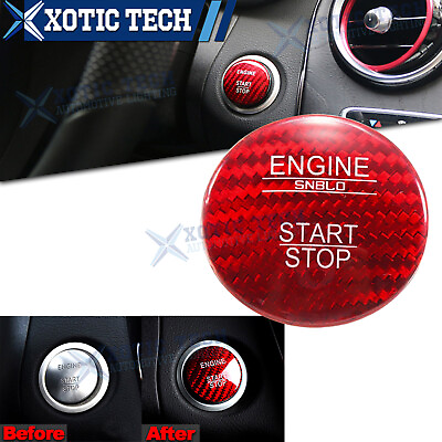 #ad Red Real Carbon Fiber Keyless Engine Start Stop Push Button Cover For Mercedes $13.98
