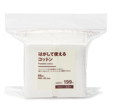 #ad Muji Peeable Cotton 66sheets 85x60mm Made in Japan also for pack skin Free ship $7.59