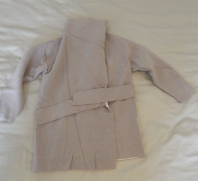 #ad Zara Belted Wrap Gray Jacket Coverup Cotton Fleece Fabric Women#x27;s Size 6 $15.00