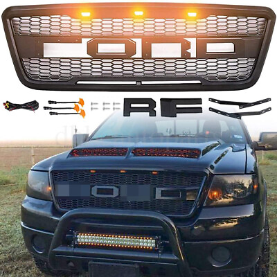 #ad Front Bumper Grill Grille Matte Black Fit For 2004 2005 2006 07 2008 Ford F 150 $79.99