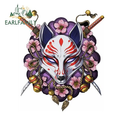 #ad EARLFAMILY 5.1quot; Japanese Samurai Mask Car Stickers Decals Trunk Decor Car Label $3.99