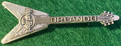 #ad Hard Rock Cafe ORLANDO 1999 Sterling Silver FLYING quot;Vquot; Guitar PIN HRC #6836 $14.99