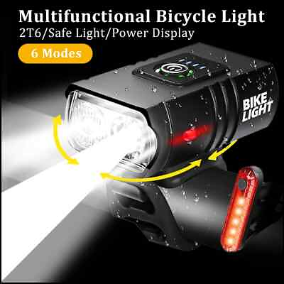 #ad Bicycle Light 2T6LED Front USB Rechargeable MTB Flashlight 1000LM Bike Headlight $16.99