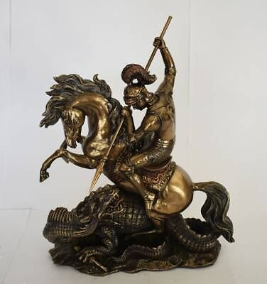 #ad Saint George and Dragon Legend Rescues the Princess Cold Cast Bronze Resin $369.90
