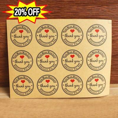 #ad 12Pcs Thank You Stickers Seal Labels Craft Packaging Kraft Sealing Sticker HOT $0.99