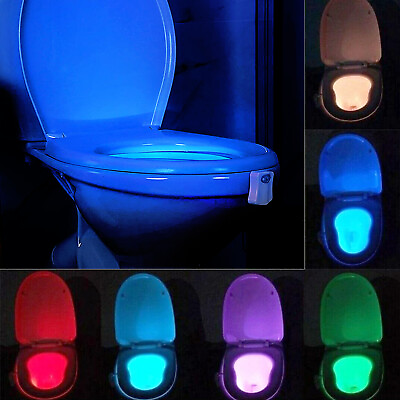 8 Color Toilet Night Light LED Motion Activated Sensor Bathroom bowl Seat Lamp $5.69