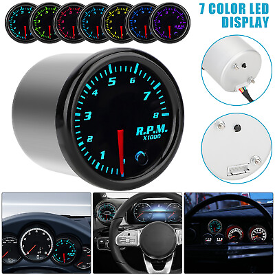 #ad 2 inch 52mm Electrical Tachometer Gauge for 0 8 x1000 RPM 7 Color LED Display $24.98