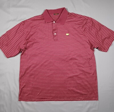 #ad Masters Shirt Mens XL Burgundy Striped Marbas Polo Made In Italy 100% Cotton $19.99