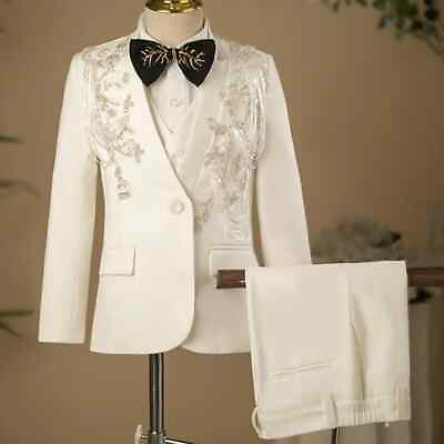 #ad Children#x27;s Host Performance Sequin Suit Boys Catwalk Blazer For Wedding Birthday $114.69
