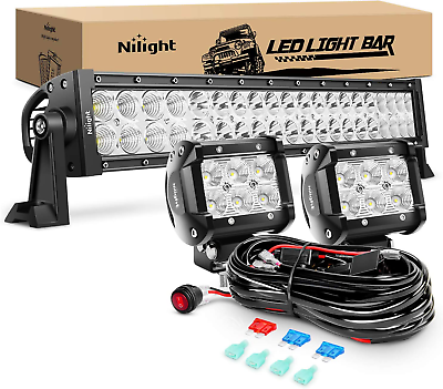 #ad ZH004 22Inch 120W Spot Flood Combo Led Light Bar 2PCS 4Inch 18W Flood LED Pods $72.99