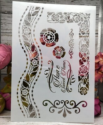 #ad A4 11.7quot; Floral Wavy Words DIY Layering Stencil for Painting Scrapbook Template $7.36