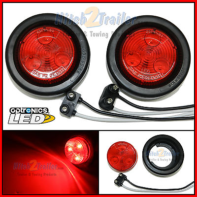 #ad 2 Red 2quot; Round 3 LED Side Marker Clearance Trailer Truck Light 12V $9.99