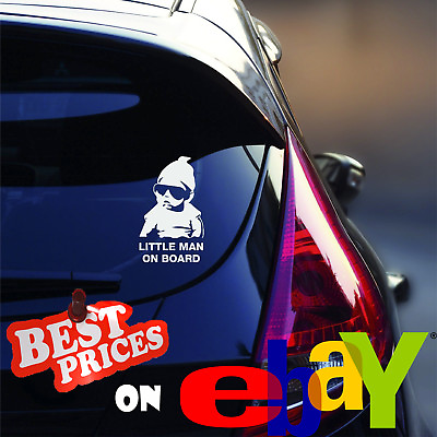 #ad 2x LITTLE MAN BABY ON BOARD funny car window bumper vinyl decal sticker in White GBP 4.99