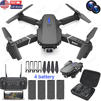 #ad 2023 New 4K HD Dual Camera RC Drone With WiFi FPV Foldable Quadcopter 4 Battery $25.47