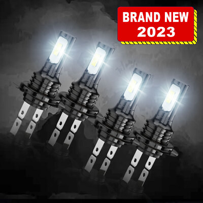#ad 4pcs Super Bright H7 LED Headlight Kit High Low Beam Bulbs 3300000LM 6000K White $23.35