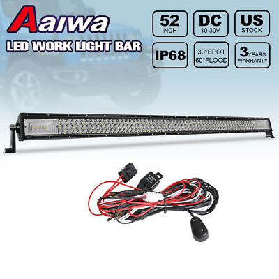 52quot; inch LED Light Bar Flood Spot Combo Roof Driving Truck Boat SUV w Wiring 50 $67.99