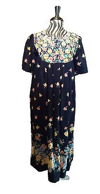 #ad Vintage Sita 100% cotton House Dress Floral Mumu size M $34.99