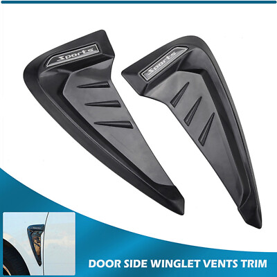 #ad 2Pcs Universal Glossy Black Car Exterior Side Fender Vent Air Wing Cover Trim $14.99