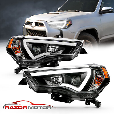 #ad 2014 2022 LED Running Light Black Projector Headlights Pair For Toyota 4Runner $301.80