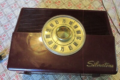 #ad vintage Silertone electric amp; battery tube radio plastic modern case $15.00