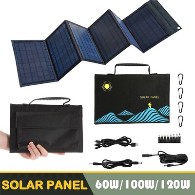 #ad 100W Folding Solar Panel Bag USBDC Output Portable Charger for Outdoor Power $119.90