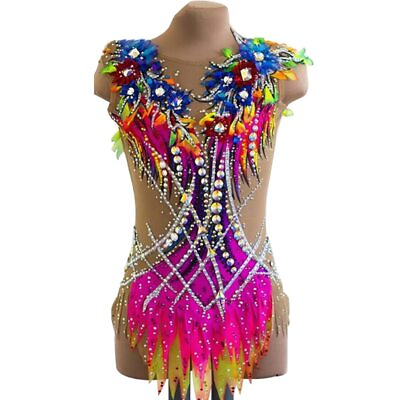 #ad Girls Child Rhinestone Sleeveless Gymnastics Leotards Bodysuit Dancewear Costume $333.50
