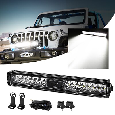 #ad #ad 22quot; 5D PRO Lens Driving LED Light Bar Harness Kit For Jeep Wrangler JK 07 18 $129.99